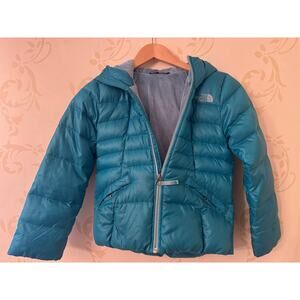 WINTER SALE - Girls 7/8 The North Face Blue Fleece Lined Down Puffer 550